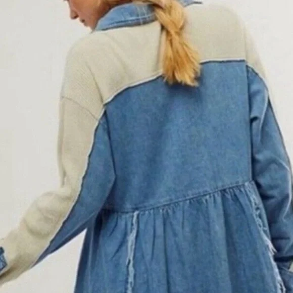 Free People Denim & Thermal Long Sleeve Dress XS NWOTS - Picture 9 of 9